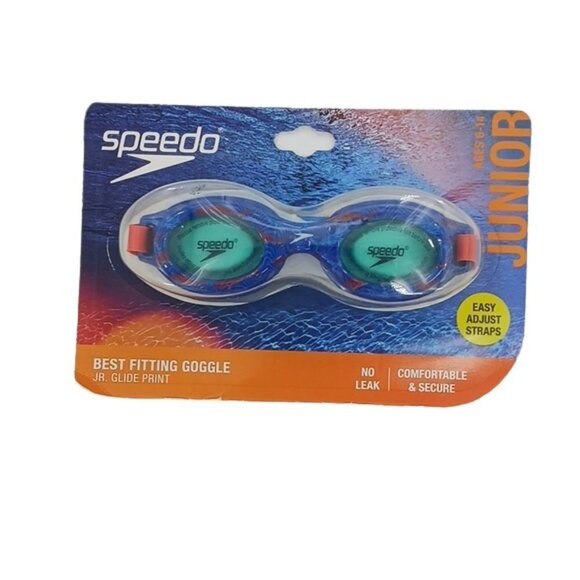 Speedo Junior Swim Goggles Kids Size 6-14 Blue Green No Leak Easy Adjust Strap - Picture 1 of 4